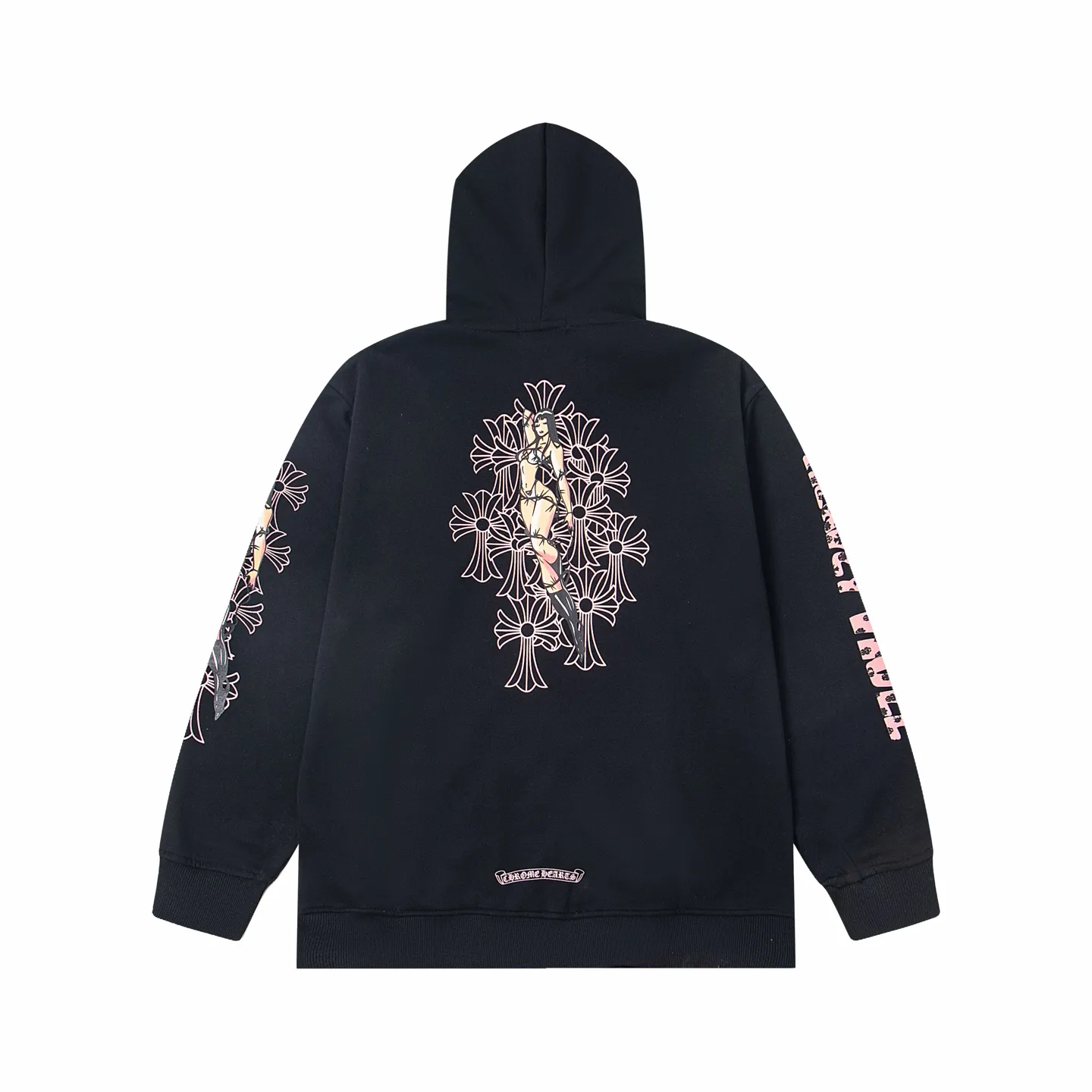 P280 Style number: Y265 Chrome Hearts Deadly Doll co-branded comic girl zipper long-sleeved hooded sweatshirt jacket. Heavy production. Scan the QR code to enter the official website in seconds. All customized originals are the same. Many details. What you see is what you get. Look for the exclusive background. Zhengerbajing 500g pure cotton large terry fabric. All fabrics have been shrunk in advance. Quality first. What you see is what you get. The pattern will not change after one wash. Distinguish some disposable clothes in the market. Three standards The packaging is complete, all original versions are restored and customized, the same style for men and women is versatile, a more classic version, the version is very unique, hangtag, hanging particles, washed, packaging bag, full set of accessories, very good appearance, super exquisite workmanship, color: black, size: S-XL